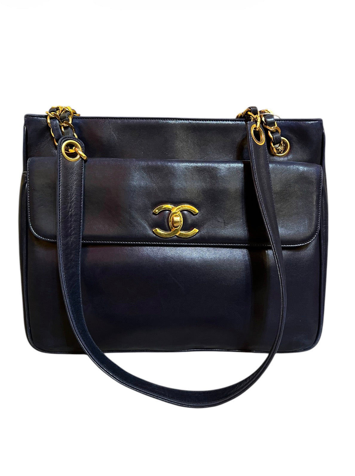 1994 Chanel Handbag, Midnight Blue Lambskin Leather CC