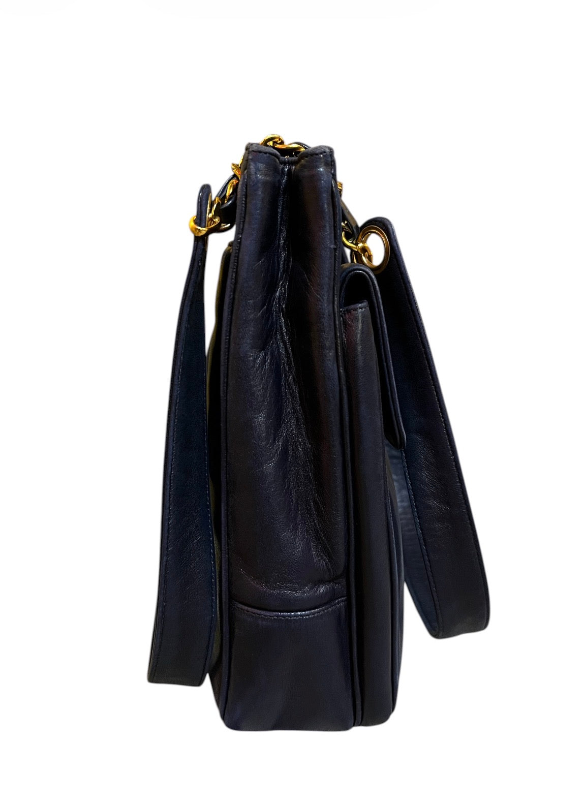 1994 Chanel Handbag, Midnight Blue Lambskin Leather CC