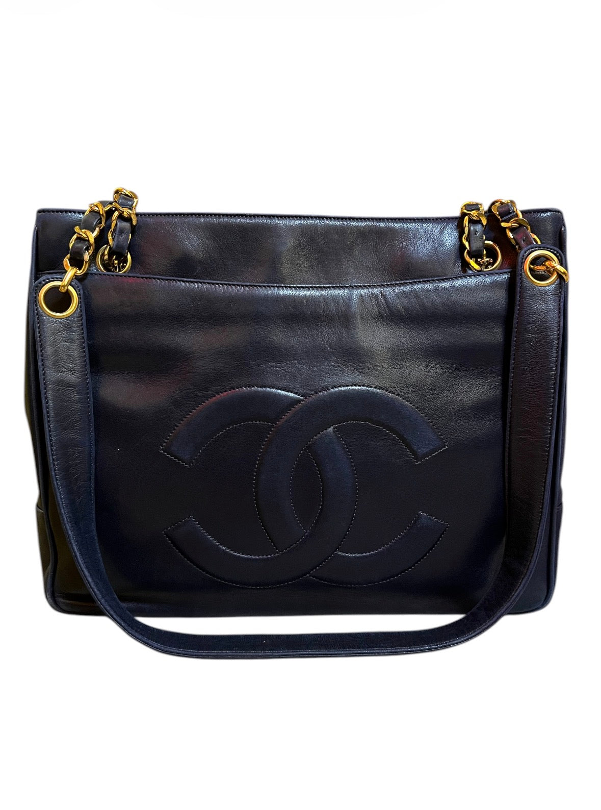1994 Chanel Handbag, Midnight Blue Lambskin Leather CC