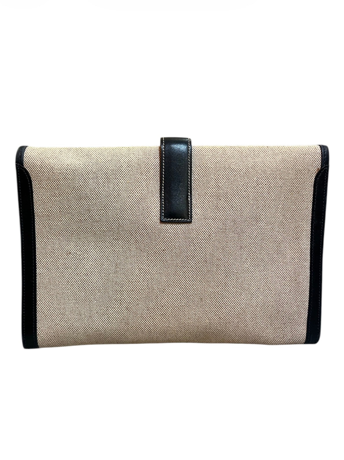 Hermès Jige 29 Canvas and Leather Clutch