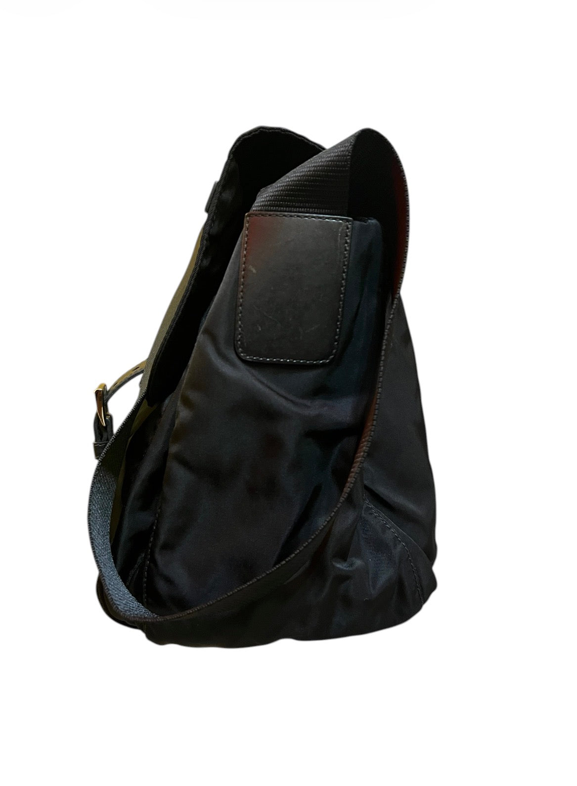 Prada Tessuto Zip Double Buckle Messenger Bag