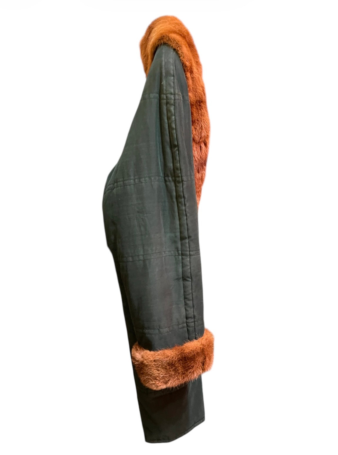 Yves Saint Laurent Khaki and Brown Fur Coat