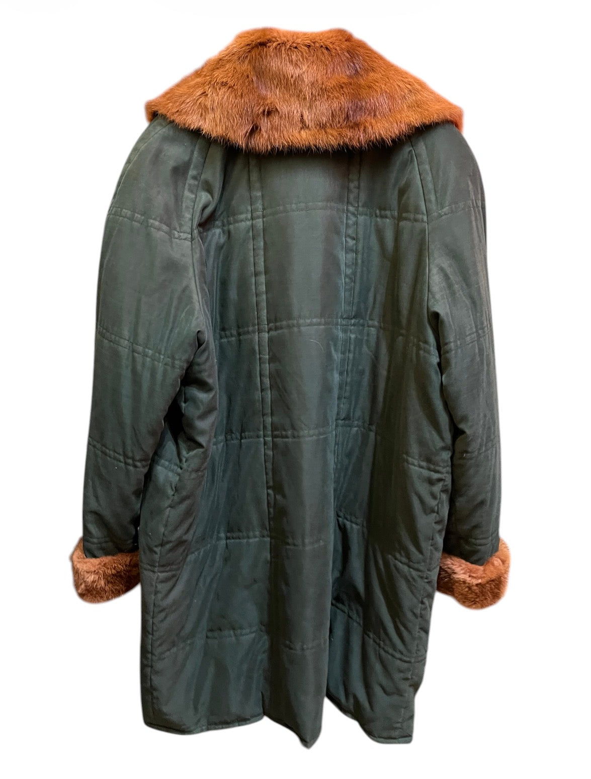 Yves Saint Laurent Khaki and Brown Fur Coat