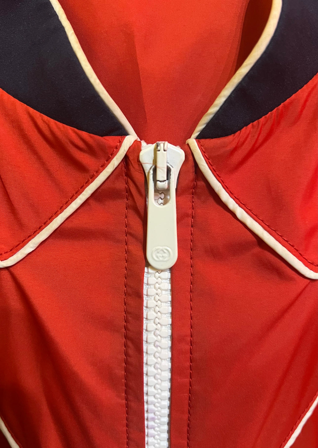 Red and white Gucci jacket