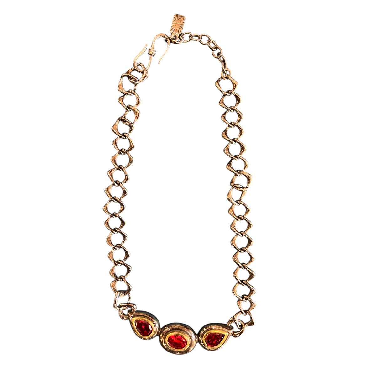 Yves Saint Laurent Silver-Plated Necklace with Red Pearls