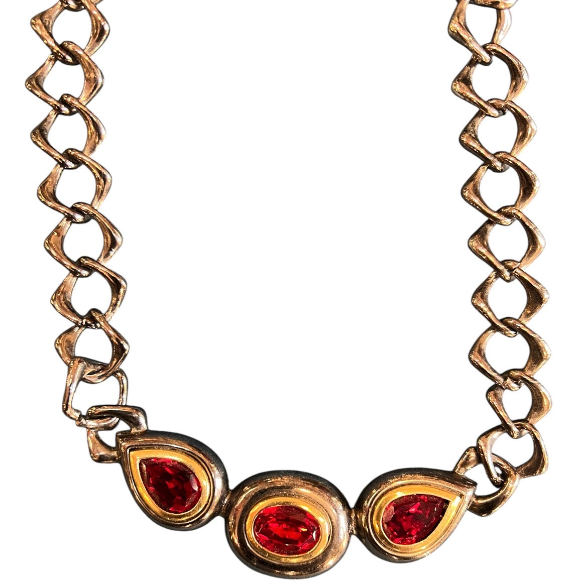 Yves Saint Laurent Silver-Plated Necklace with Red Pearls
