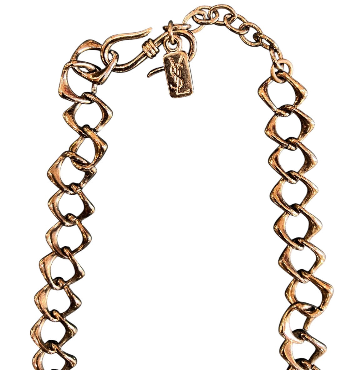 Yves Saint Laurent Silver-Plated Necklace with Red Pearls