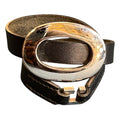 Hermès Double Leather Bracelet in Black with Silver Rings