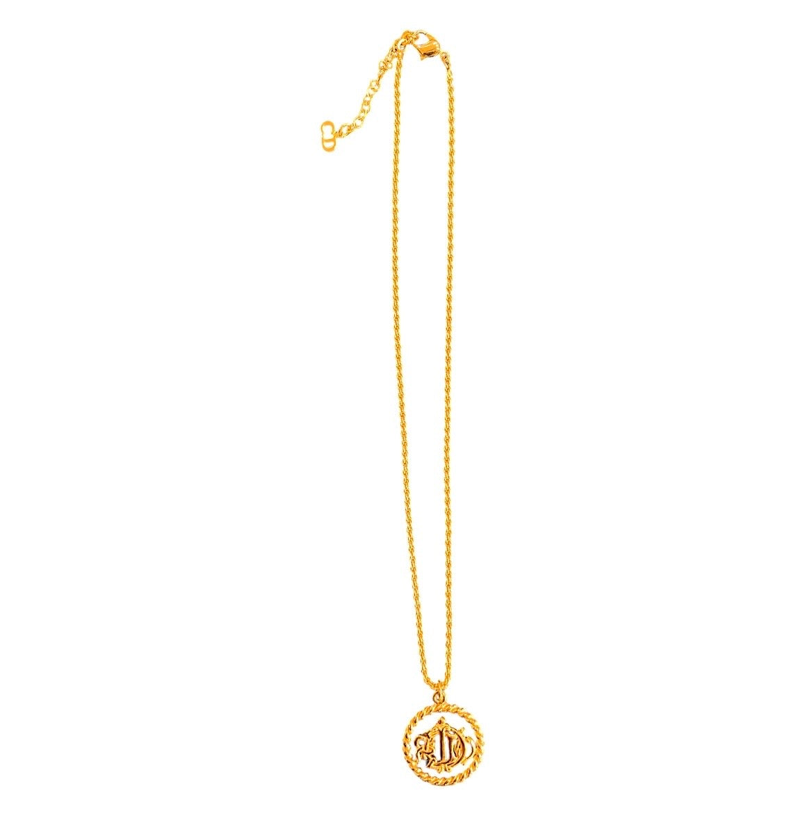 Dior Gold Plated Logo Pendant Necklace