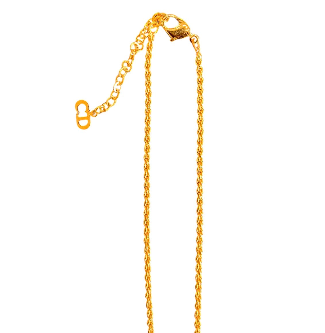 Dior Gold Plated Logo Pendant Necklace