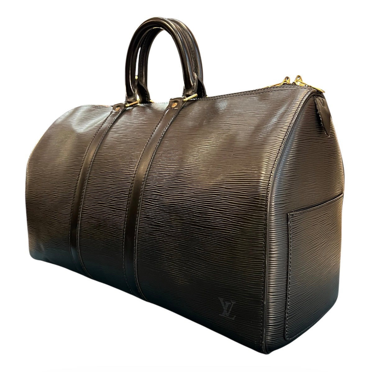 1997 Louis Vuitton Black Epi Leather Keepall 45 Travel Bag