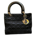 2007 Lady Dior Black Satin Handbag