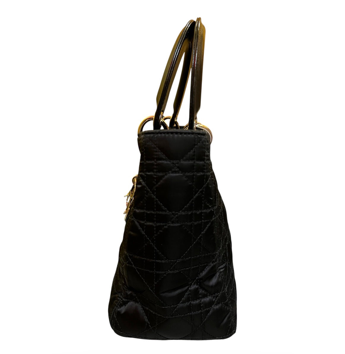 2007 Lady Dior Black Satin Handbag