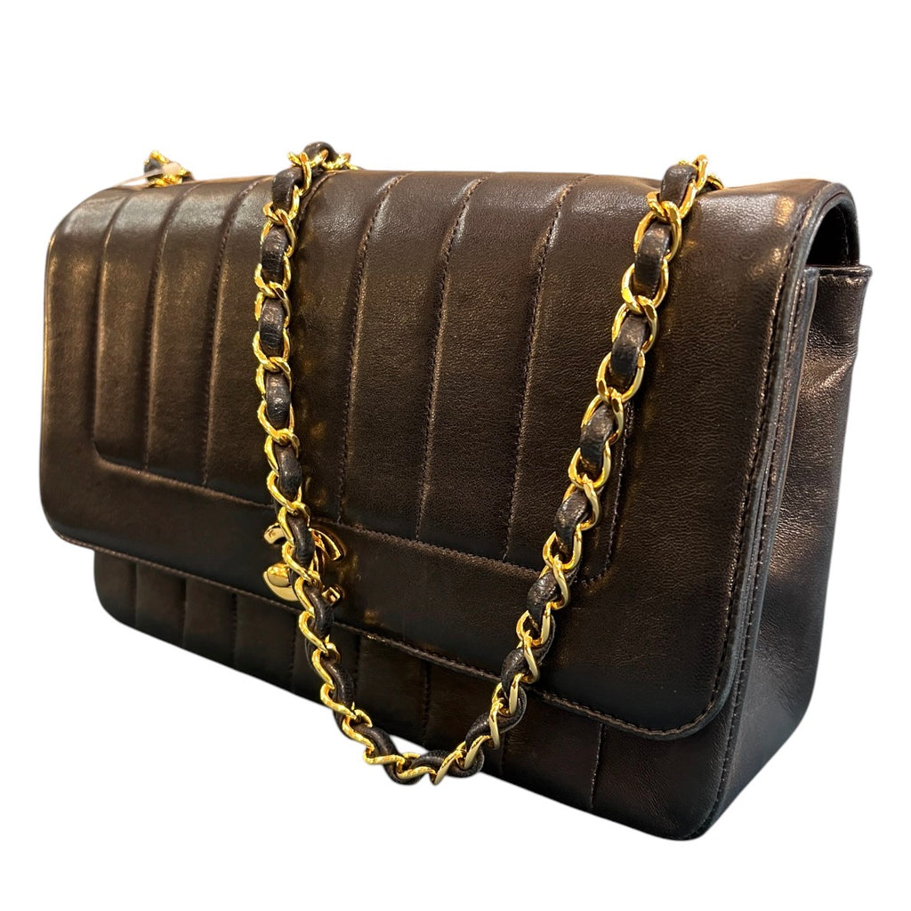 1991 Mademoiselle Chanel Midnight Blue Shoulder Bag in quilted lambskin, medium size
