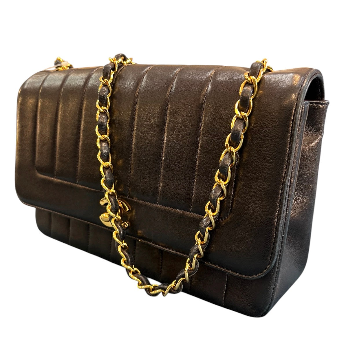1991 Mademoiselle Chanel Midnight Blue Shoulder Bag in quilted lambskin, medium size