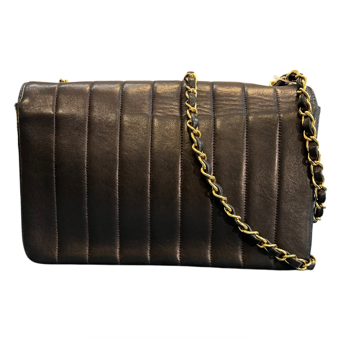 1991 Mademoiselle Chanel Midnight Blue Shoulder Bag in quilted lambskin, medium size