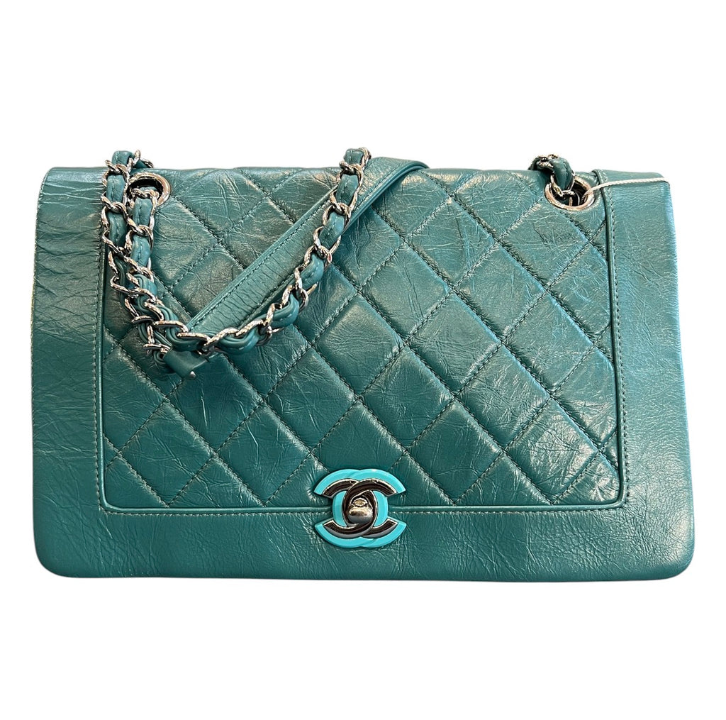 2018 Chanel Crumpled Calfskin Bi-Quilted Vintage Full Flap Handbag