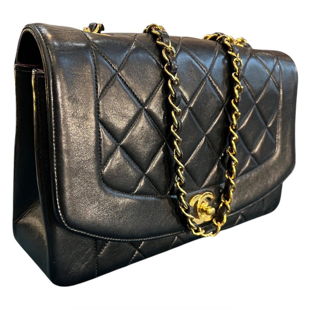 1991 Chanel Medium Lambskin Diana Flap Shoulder Bag