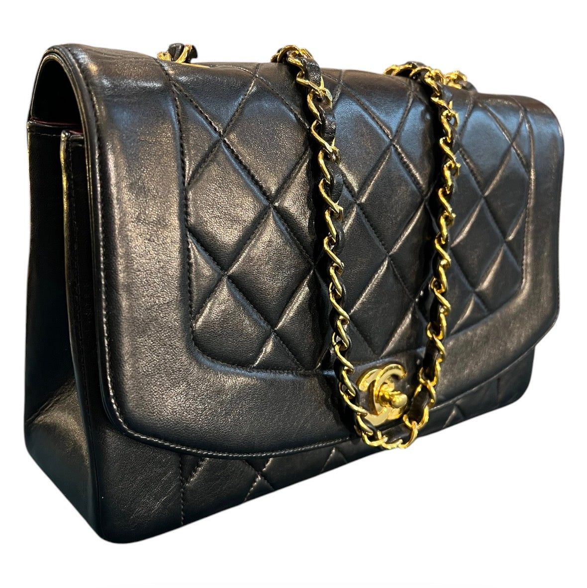 1991 Chanel Medium Lambskin Diana Flap Shoulder Bag