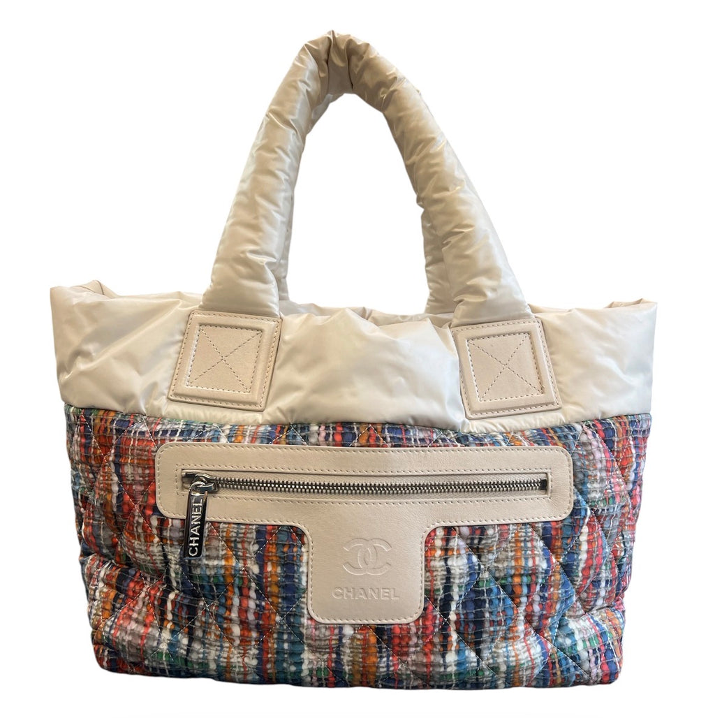 2014 Chanel Handbag in Multicolor and White Nylon