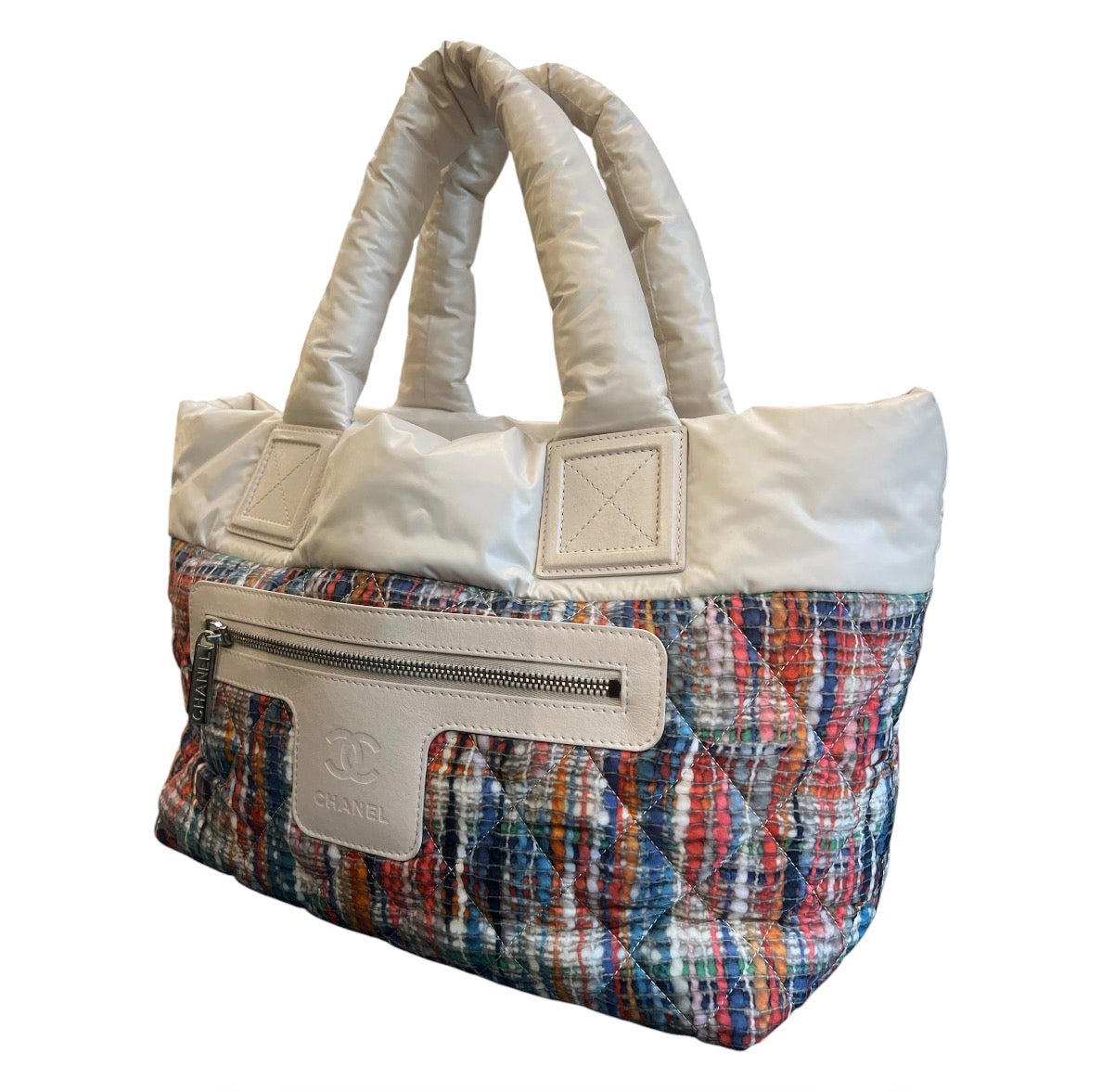 2014 Chanel Handbag in Multicolor and White Nylon