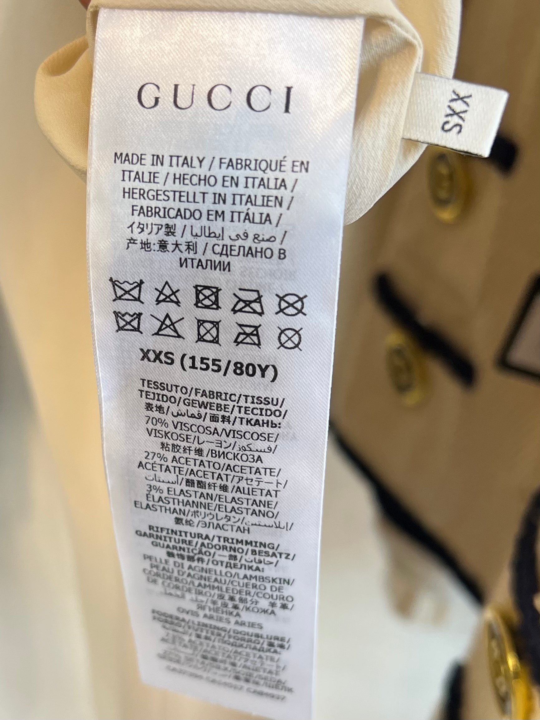 Gucci Beige and Black Leather Dress with Silver G Logo