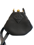 1992 Chanel CC Nylon Diamond Stitch Kiss Lock Crossbody Bag