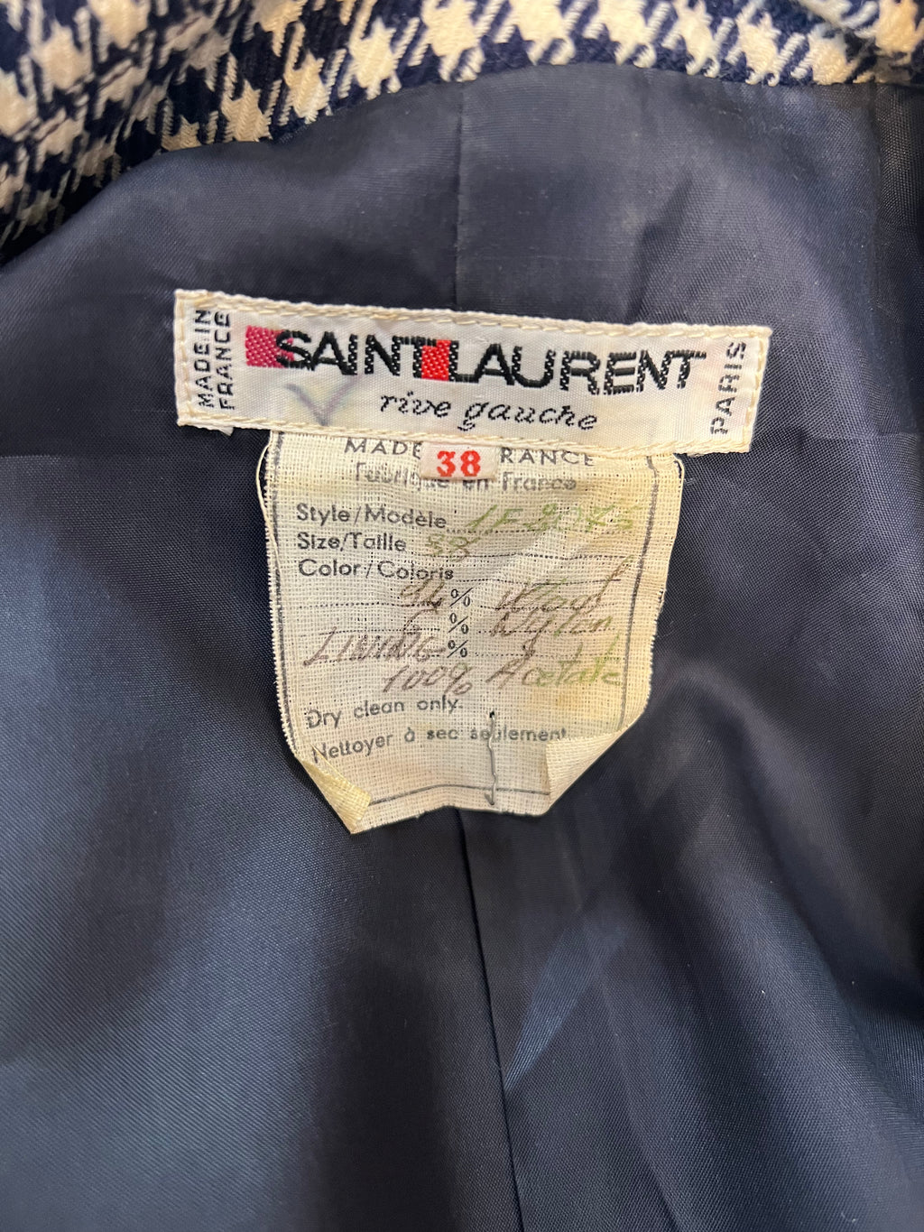Saint Laurent Long Gray Checkered Coat