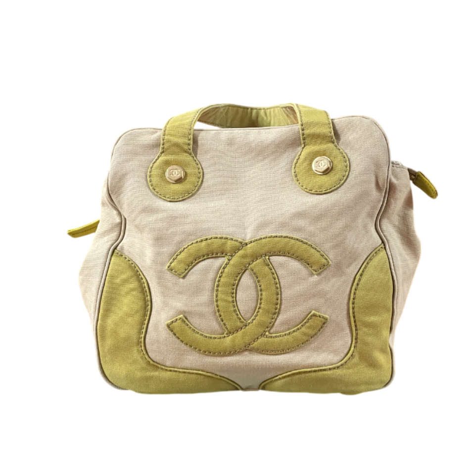 Chanel Canvas Handbag with Contrast Handles