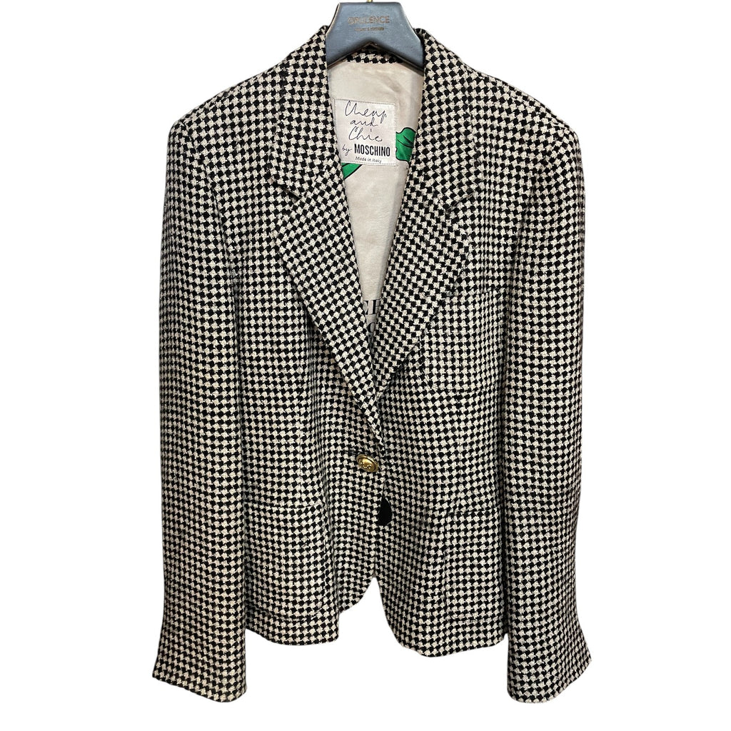 Cheap and Chic by Moschino Houndstooth Jacket – Black & White, Made in Italy