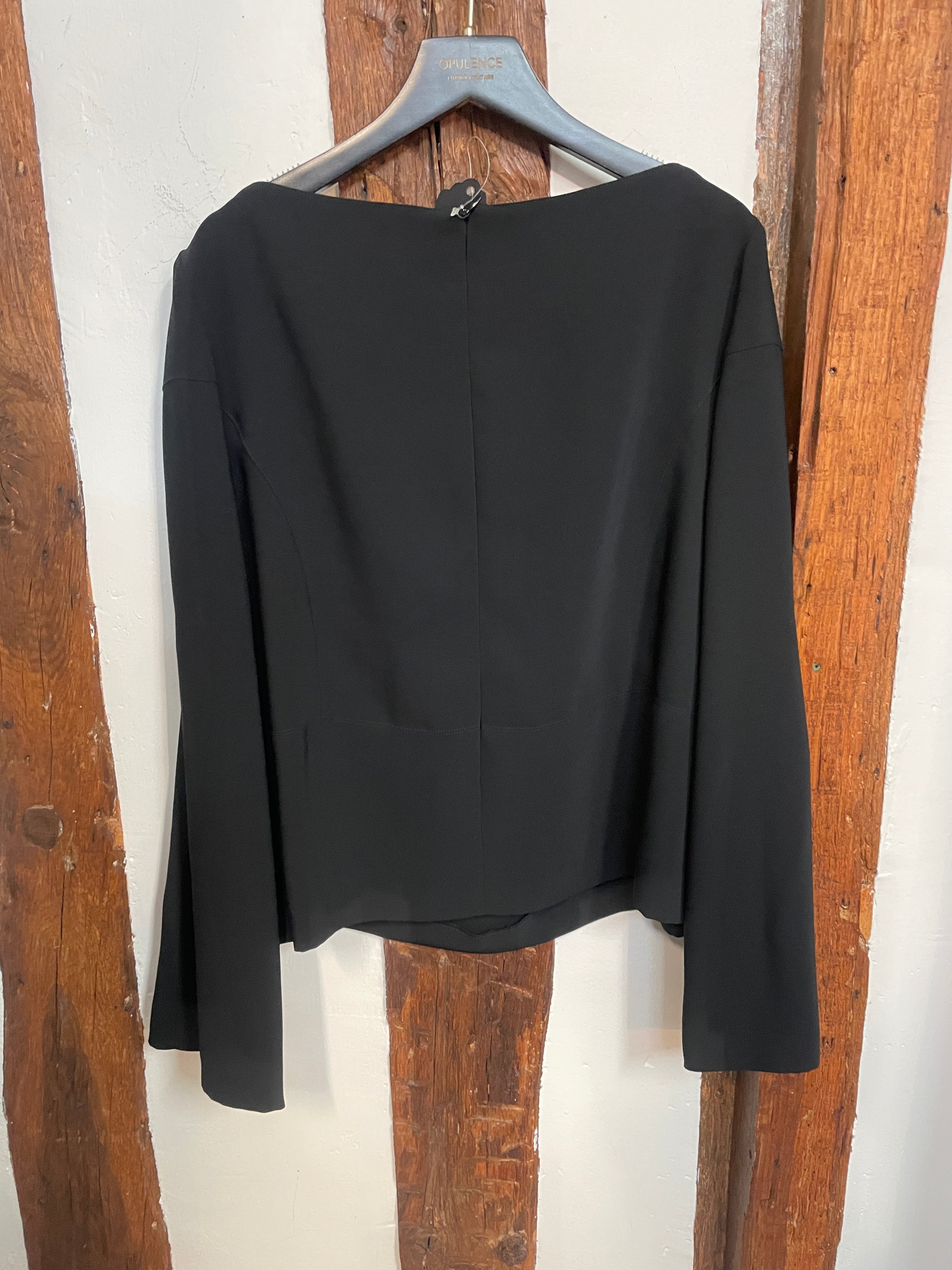 Mugler Black Structured Long Sleeve Top with Cut-Out Detail – Paris