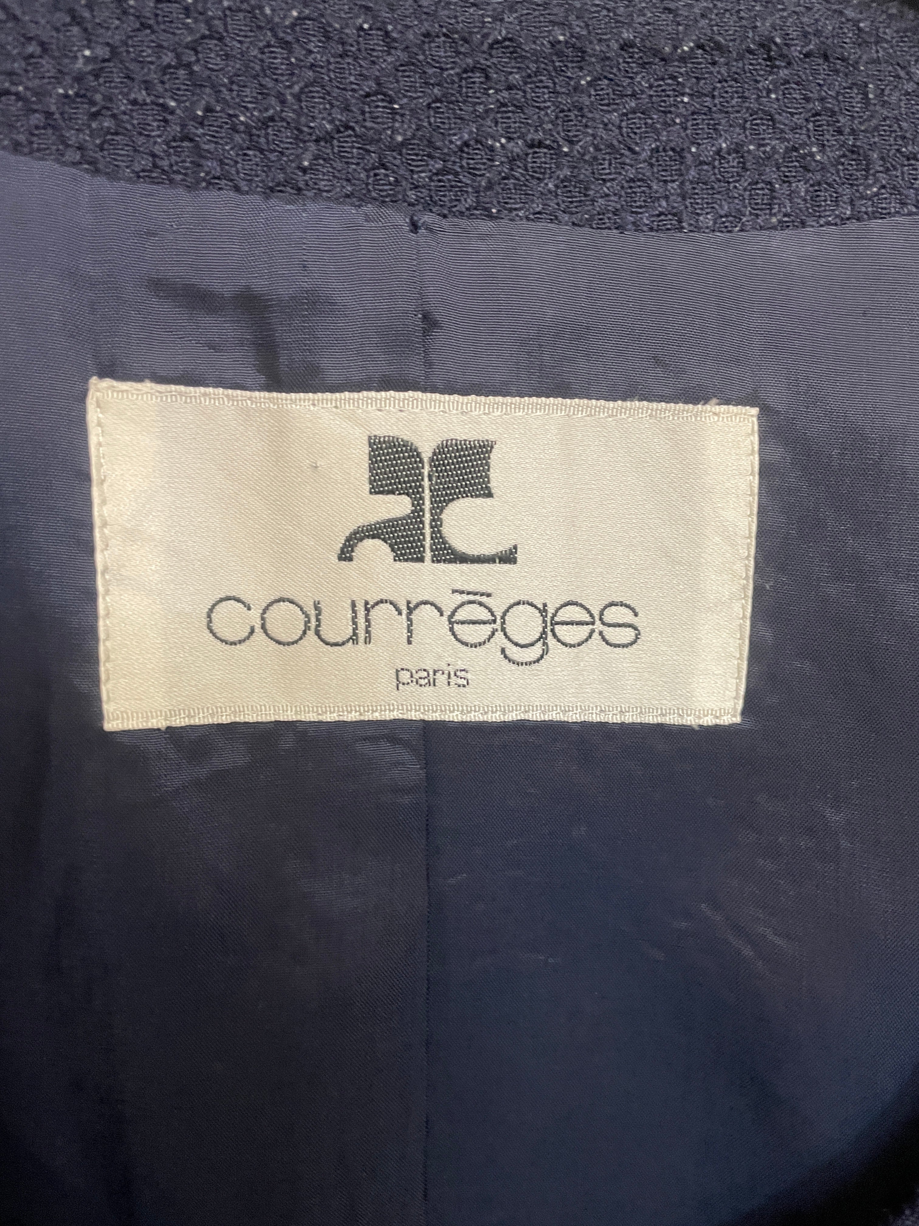 Courrèges Paris Cropped Check Jacket – Navy, Yellow & Grey