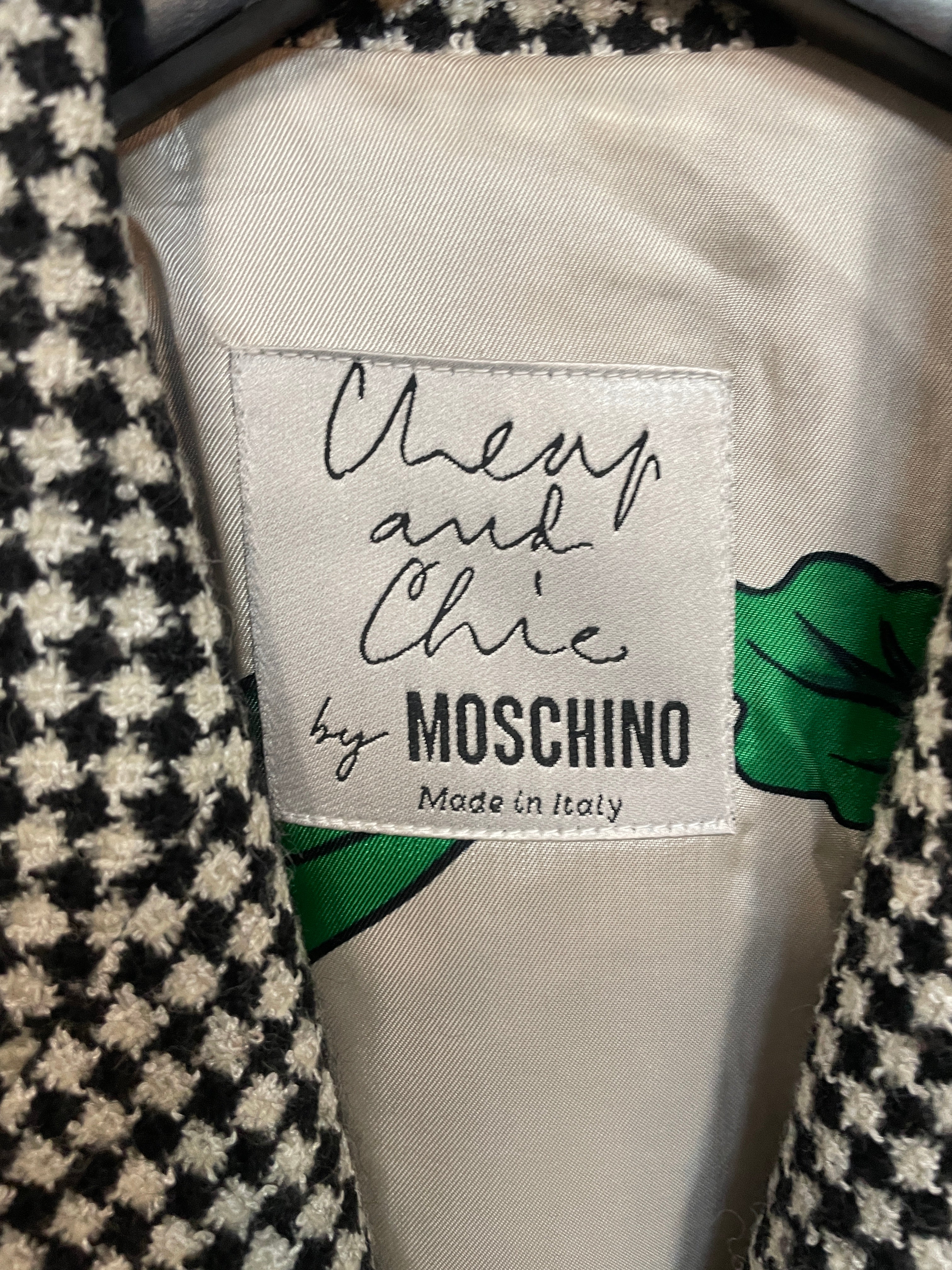Cheap and Chic by Moschino Houndstooth Jacket – Black & White, Made in Italy