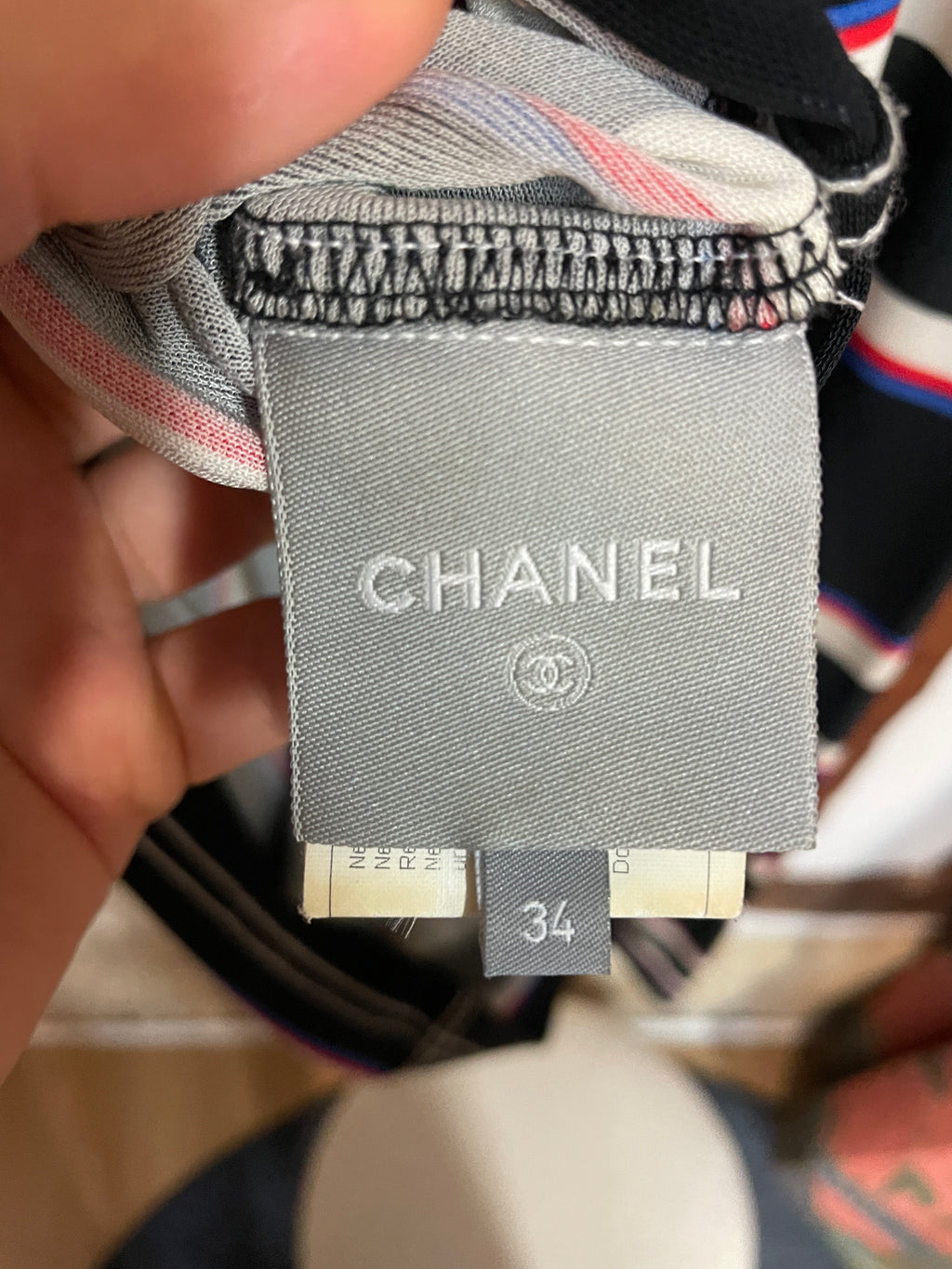 Chanel Long Sleeve Striped Dress – Black, Red & Blue, Made in Italy