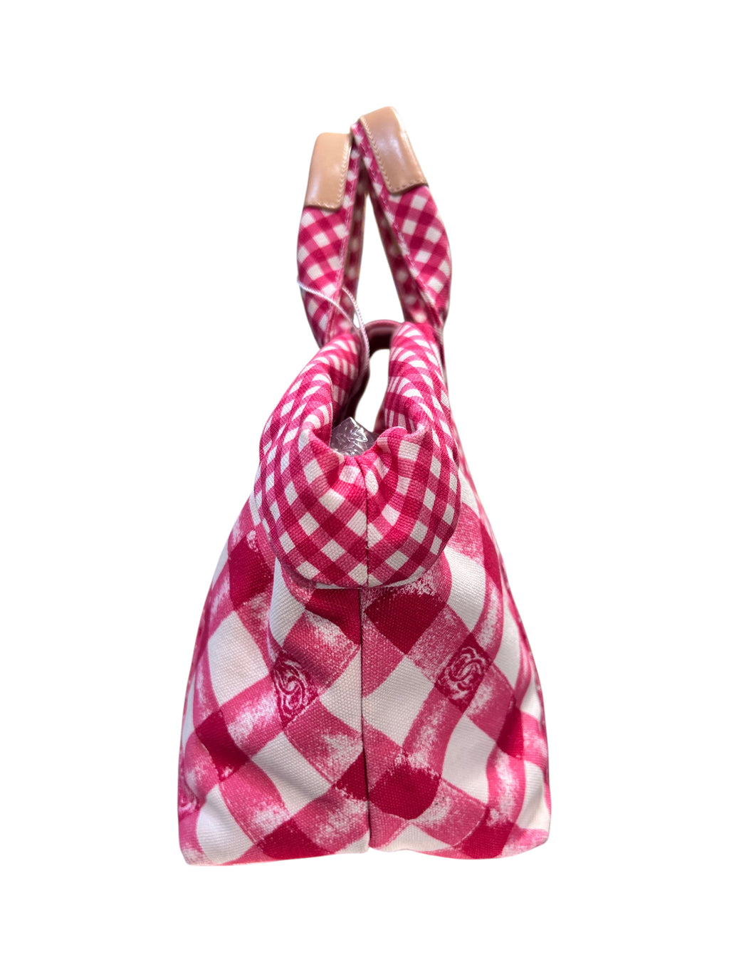 2010 Chanel pink and white fabric bag