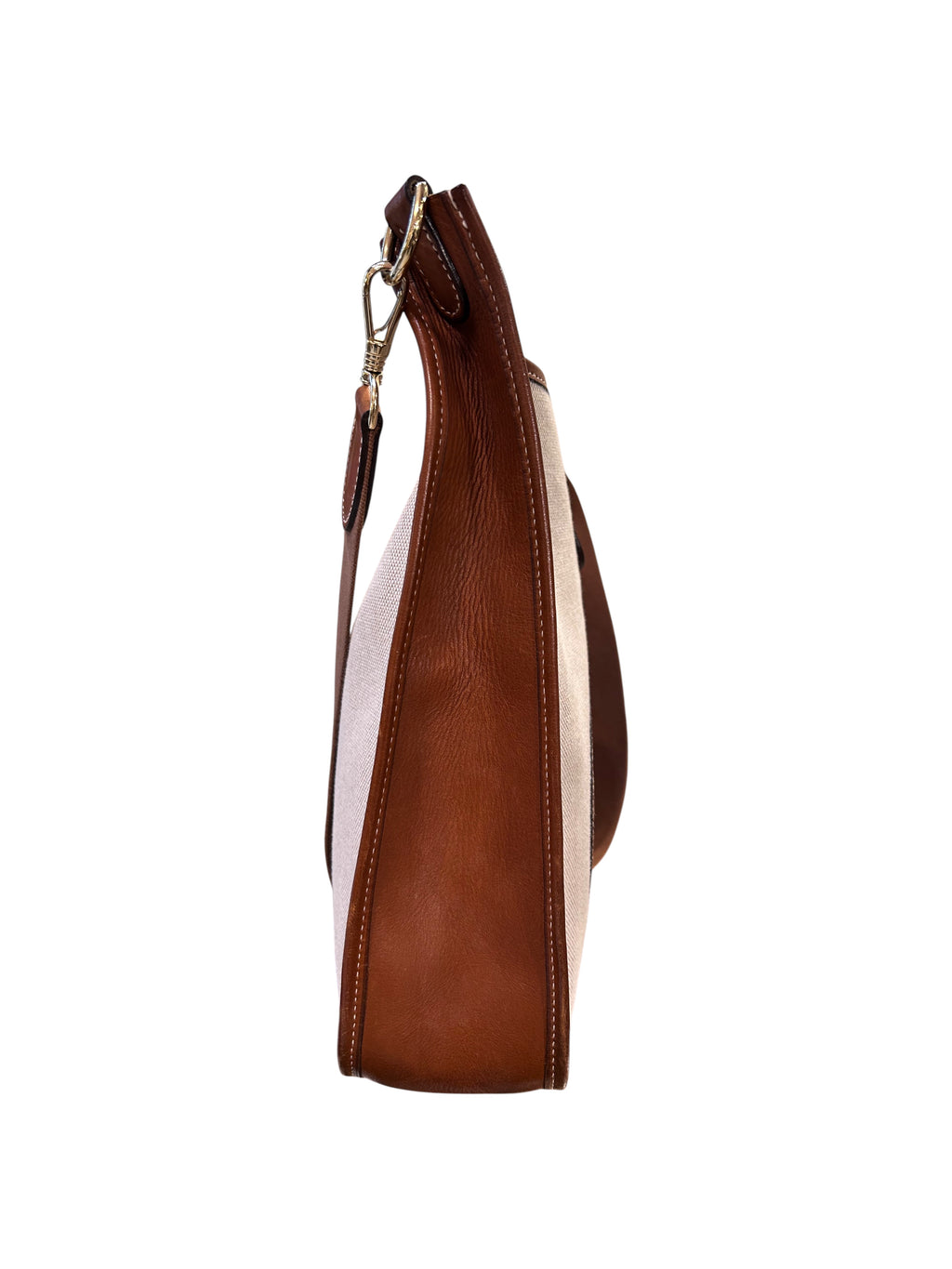 1998 Evelyne Hermes shoulder bag Beige fabric and brown leather