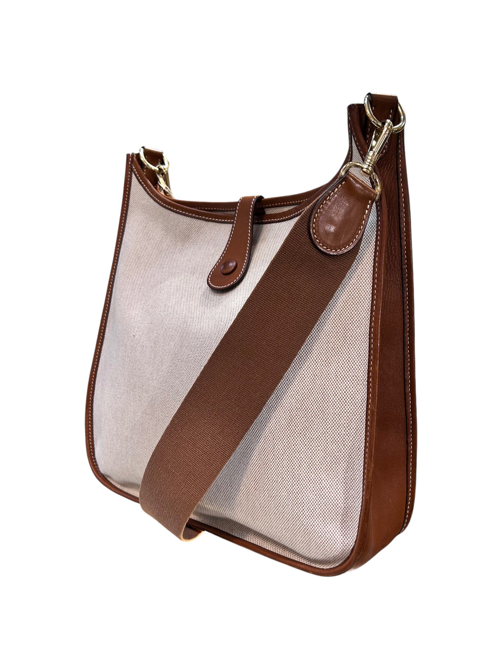 1998 Evelyne Hermes shoulder bag Beige fabric and brown leather