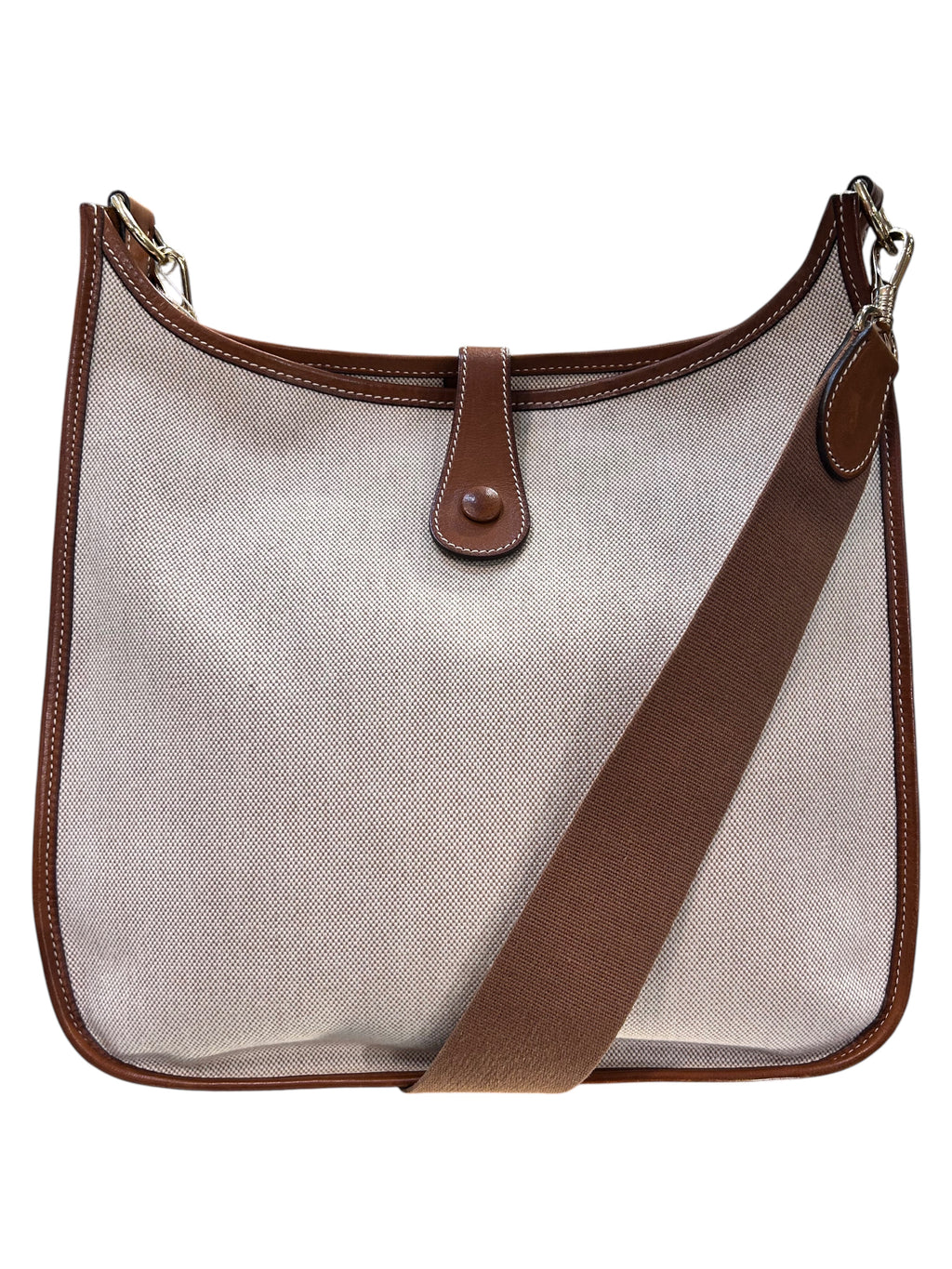 1998 Evelyne Hermes shoulder bag Beige fabric and brown leather