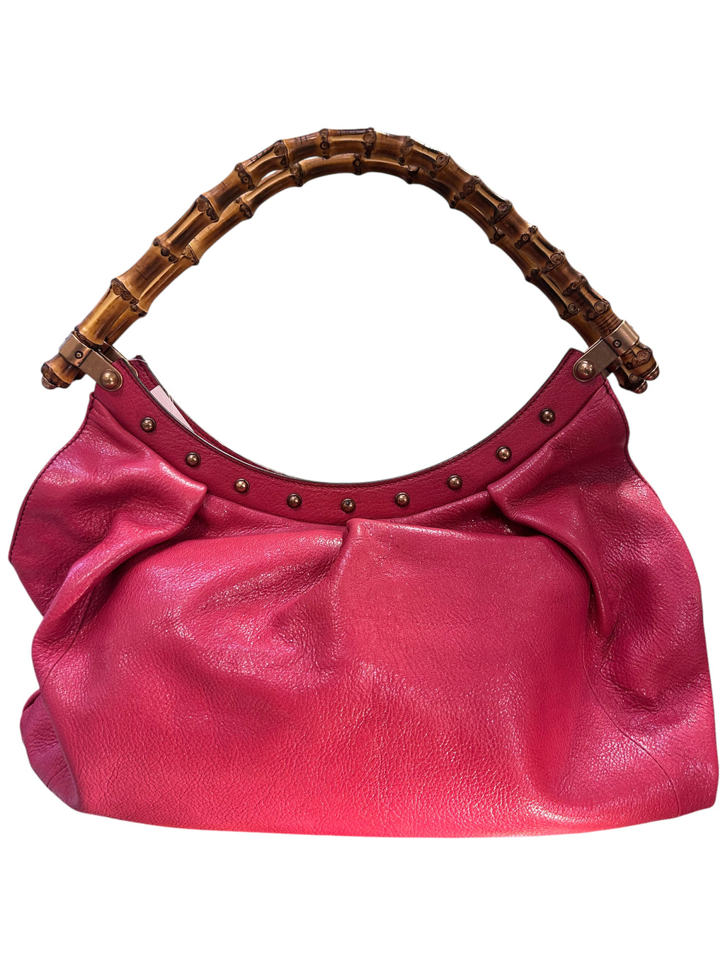 Gucci leather handbag in Pink Bamboo Brown