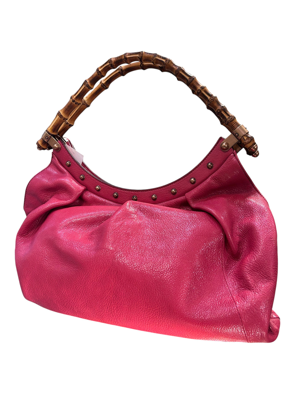 Gucci leather handbag in Pink Bamboo Brown
