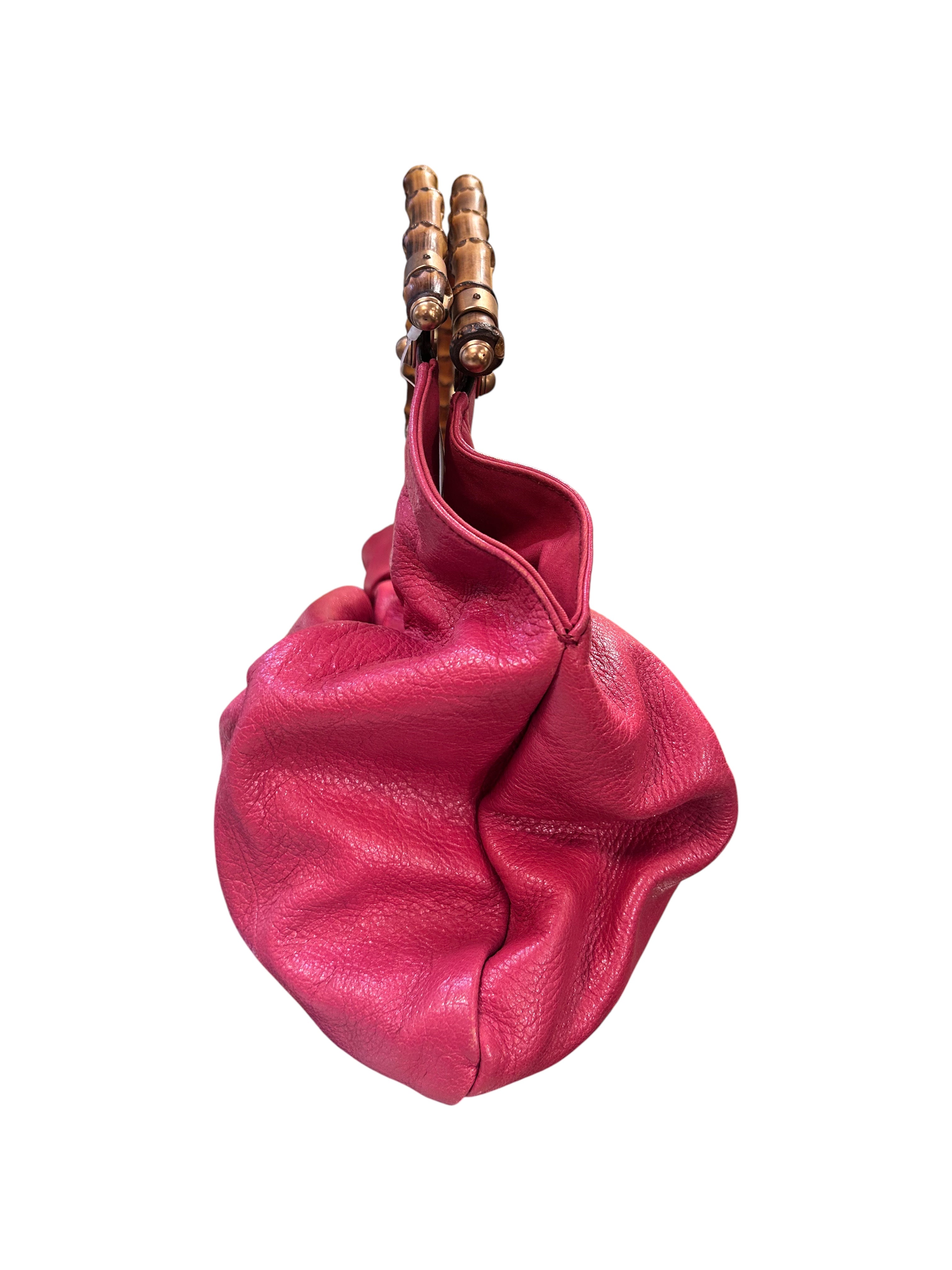 Gucci leather handbag in Pink Bamboo Brown