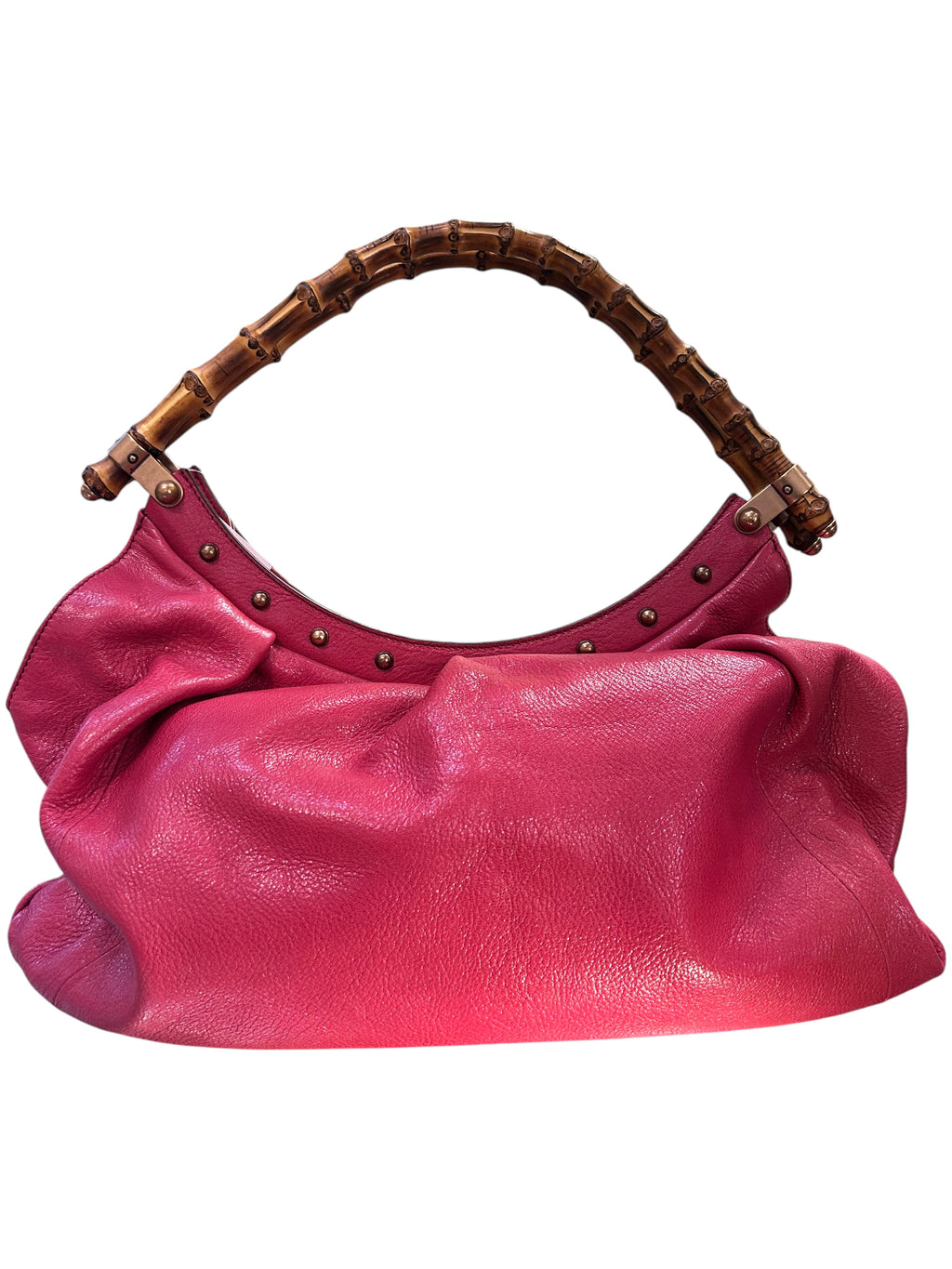 Gucci leather handbag in Pink Bamboo Brown