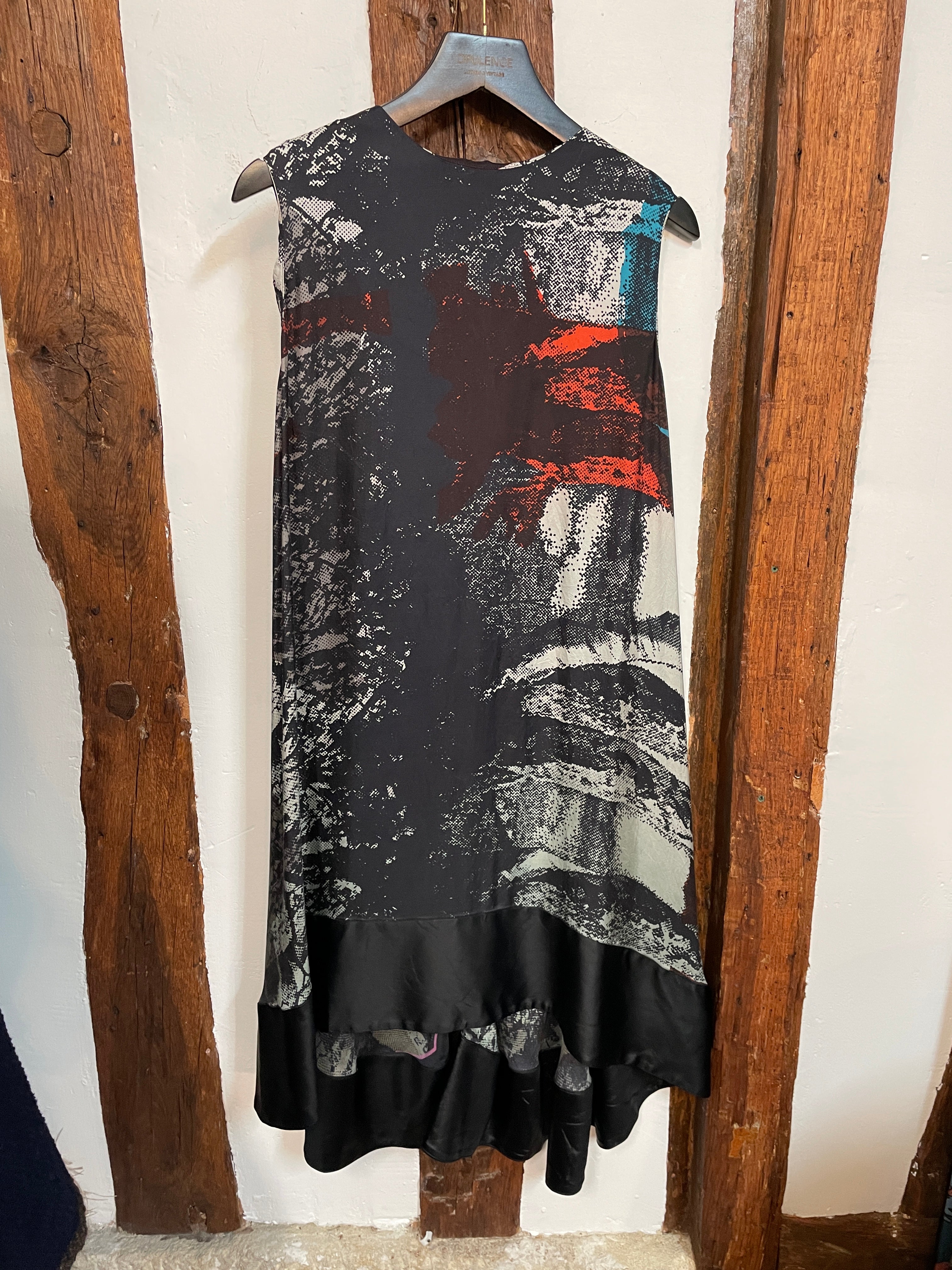 Balenciaga Paris Printed Silk Dress Abstract Graphic Sleeveless