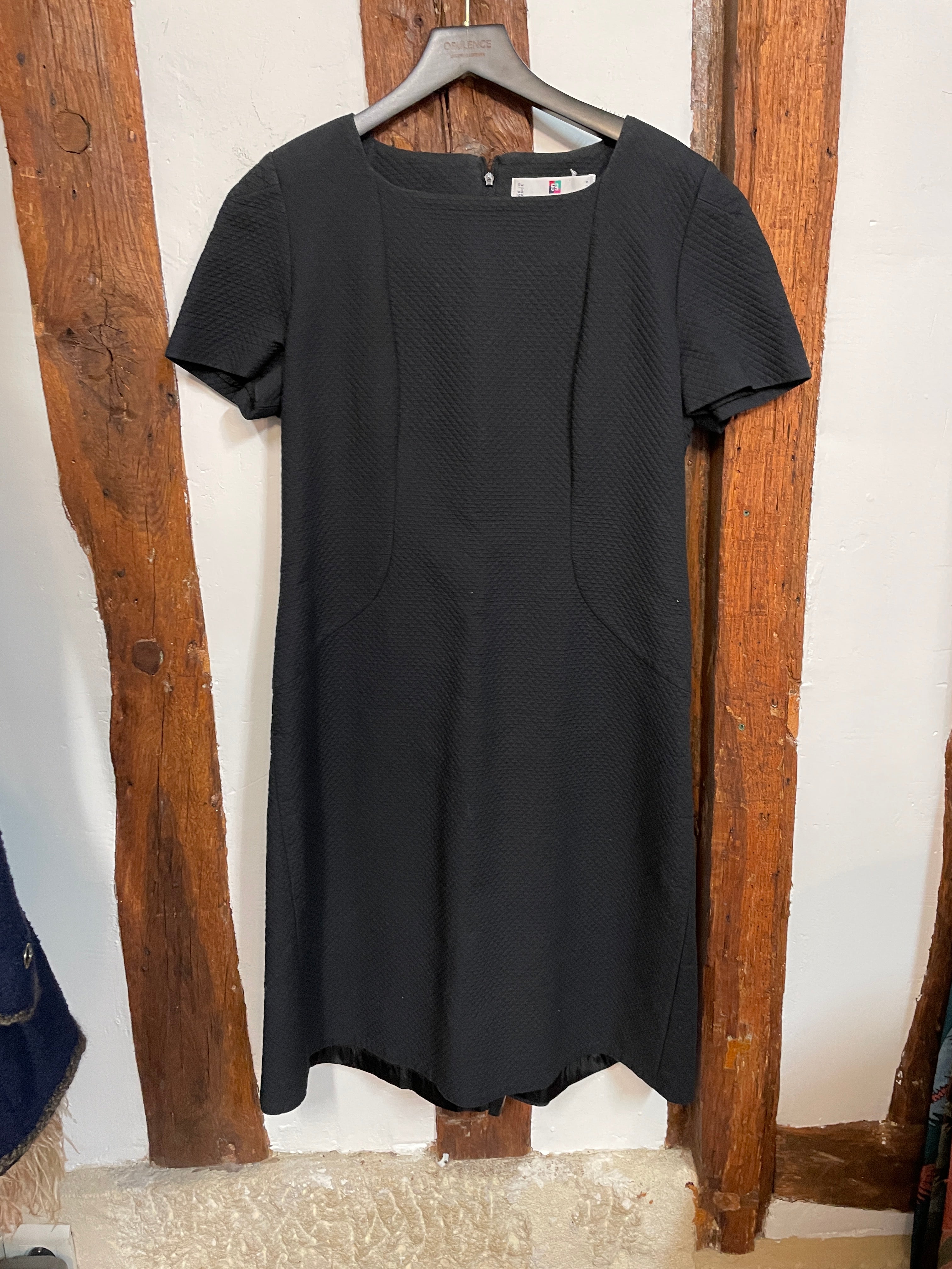 Givenchy Boutiques Black Textured Dress Minimal Structured Made in France
