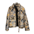 Love Moschino Printed Puffer Jacket Chain Belt Graphic Gold Hardware IT 40