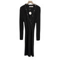 Christian Dior Black Knit Wrap Dress Button Detail Long Sleeve Made in Italy