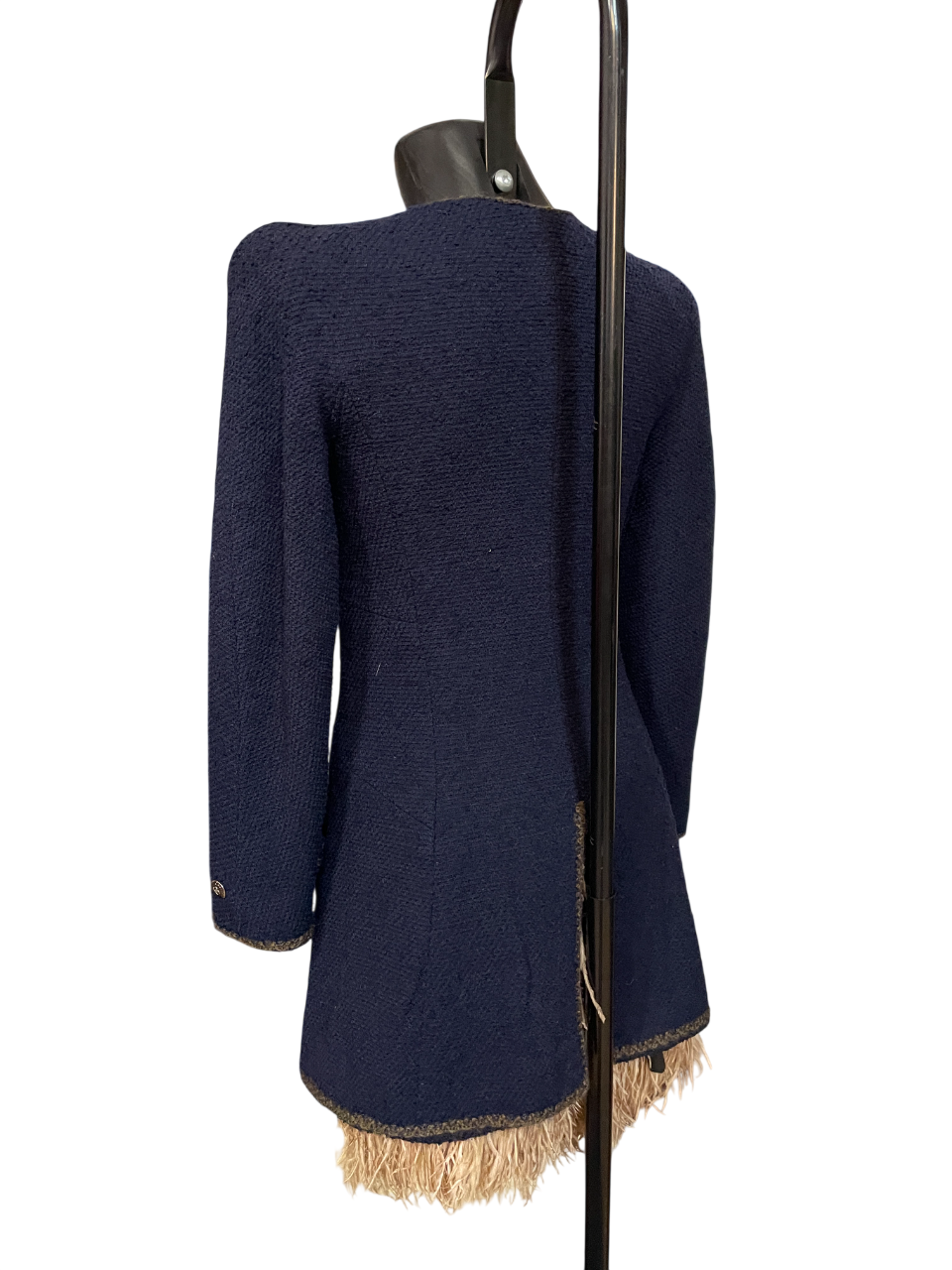 Chanel Boutique Navy Bouclé Knit Jacket CC Zip