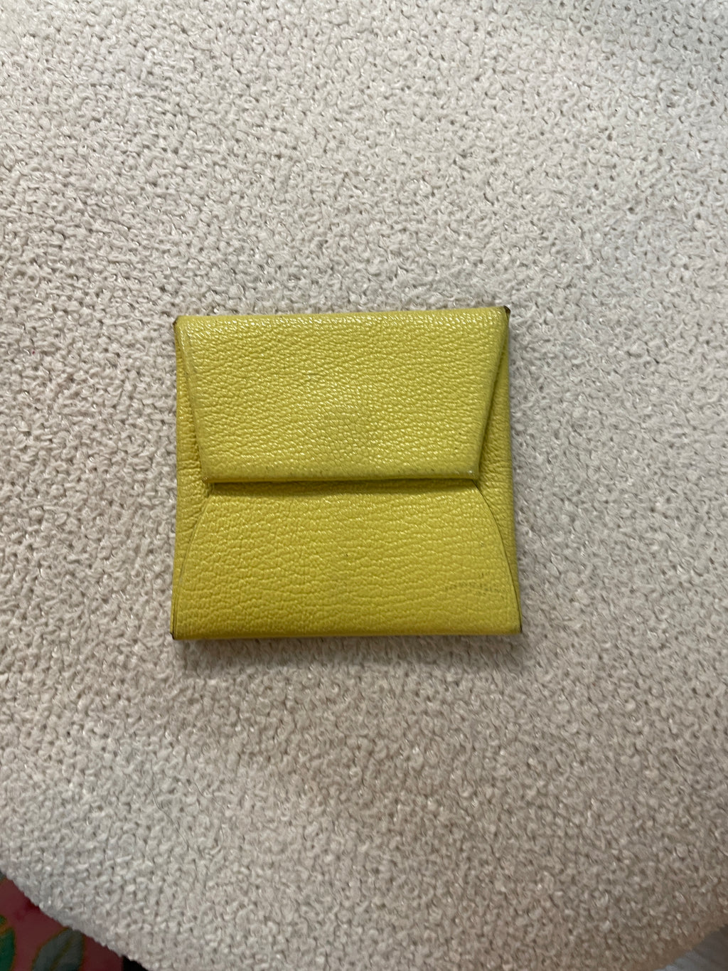 Hermès Leather Coin Purse Lime Green Snap Envelope Wallet Made in France