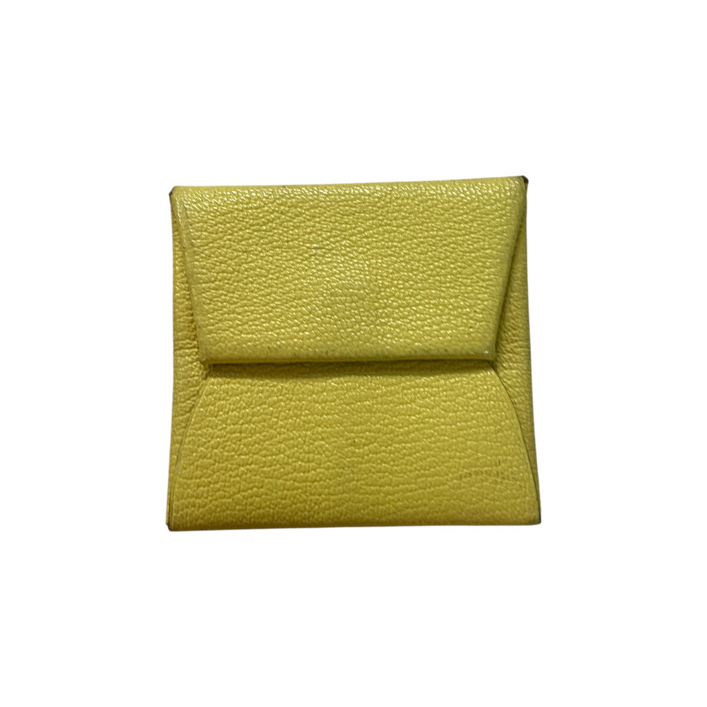 Hermès Leather Coin Purse Lime Green Snap Envelope Wallet Made in France