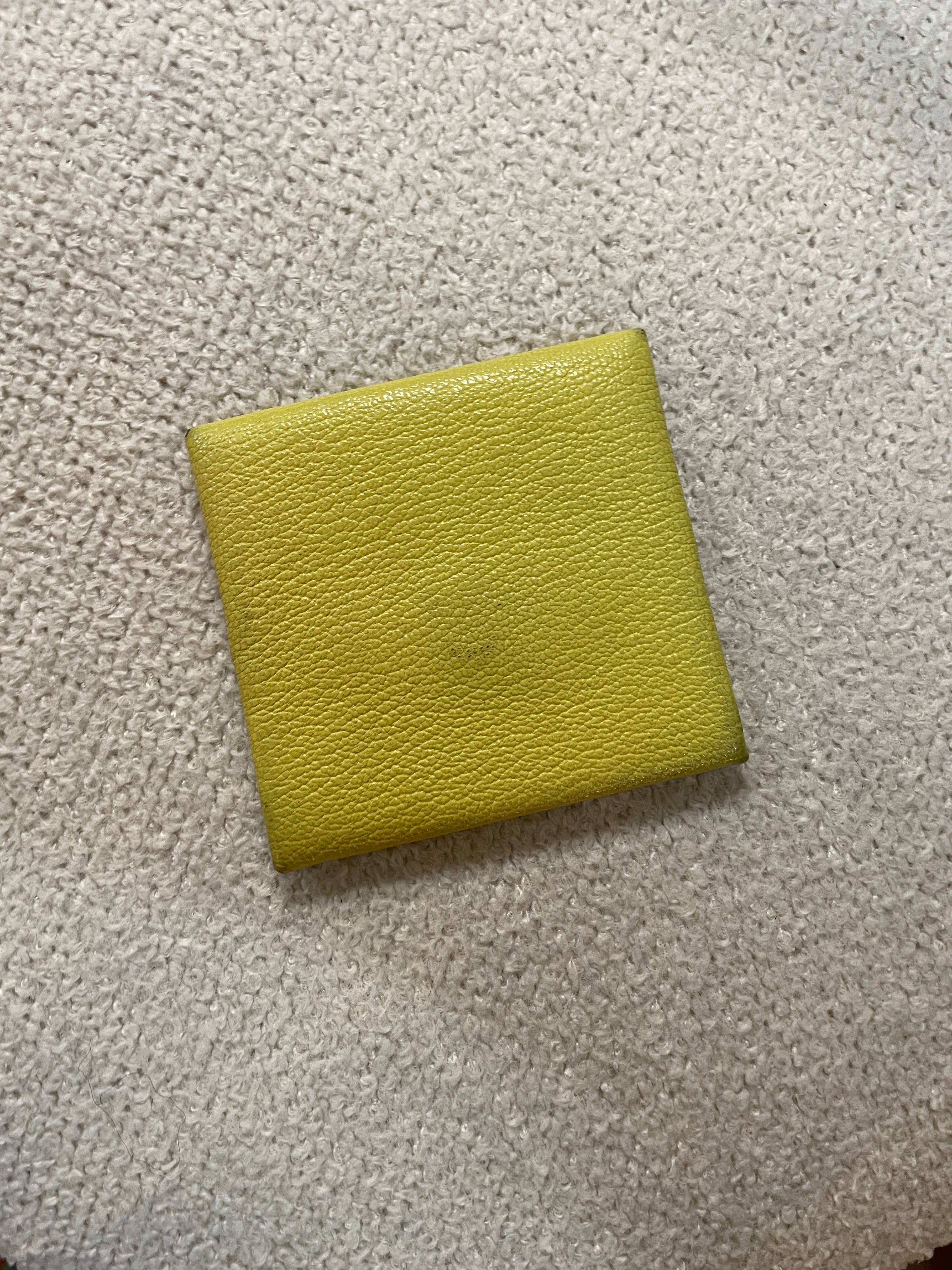 Hermès Leather Coin Purse Lime Green Snap Envelope Wallet Made in France